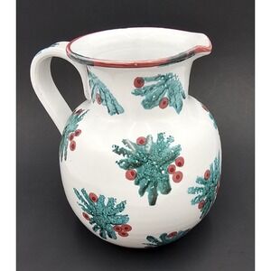 Italian Holly Berry Ceramic Pitcher 8 Cup Dayton Hudson Holiday Winter Christmas